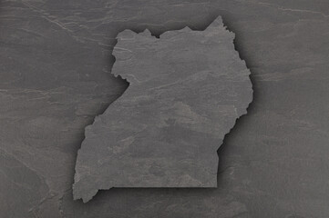 Karte von Uganda auf dunklem Schiefer
