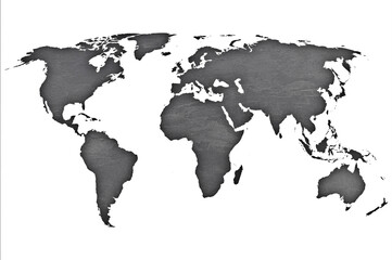 Fototapeta na wymiar Karte von Weltkarte auf dunklem Schiefer