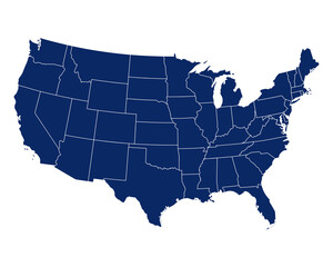 Karte der USA mit einzelnen Bundesstaaten