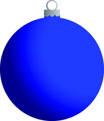 Blue simple Christmas decoration vector, round festive ornament for hanging in xmas tree clip art vectorial eps with gradient shadows