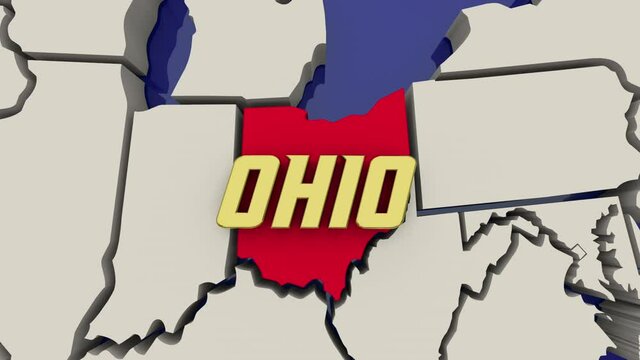 Ohio State Map United States America USA Buckeye Render 3d Animation