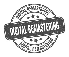 digital remastering stamp. digital remastering label. round grunge sign