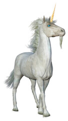 3D Rendering Fairy Tale White Unicorn on White