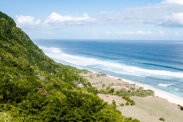 the view from Nyang Nyang Beach in Bali, Indonesia