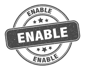 enable stamp. enable label. round grunge sign