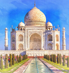 Colorful painting of Taj Mahal