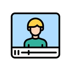 high school related video player with character vectors with editable stroke,