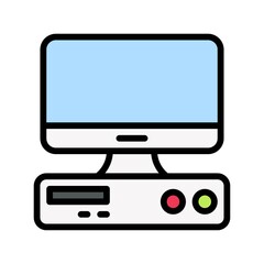 high school related computer with screen and buttons vectors with editable stroke,