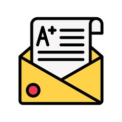 high school related envelope with page and written text vectors with editable stroke,