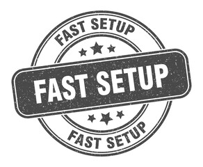 fast setup stamp. fast setup label. round grunge sign
