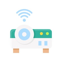 high school related projector with wifi signals and buttons vectors in flat style,