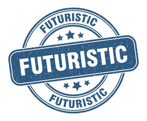 futuristic stamp. futuristic label. round grunge sign