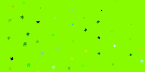 Light green, yellow vector backdrop with virus symbols.