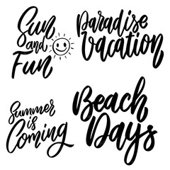 Set of  summer lettering phrase on white background. Design element for poster, card, banner, sign. Vector illustration