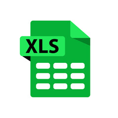 Vector green icon XLS. File format extensions icon. flat design style.