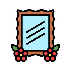 dia de los or muertos related muertos mirror with flowers vector with editable stroke,