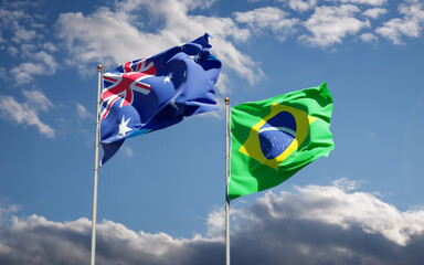 Beautiful national state flags of Brasil and Australia.