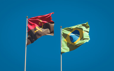 Beautiful national state flags of Brasil and Angola.