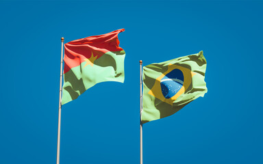Beautiful national state flags of Brasil and Burkina Faso.