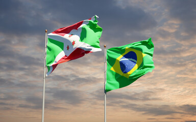 Beautiful national state flags of Brasil and Burundi.