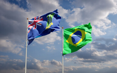 Beautiful national state flags of Brasil and British Virgin Islands.