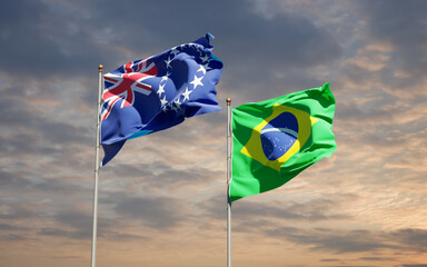 Beautiful national state flags of Brasil and Cook Island.