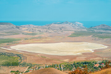 Fototapeta na wymiar Salt lake in Crimea photographed from a height