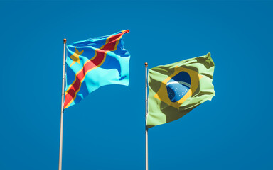 Beautiful national state flags of Brasil and Congo.