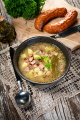 Sour soup in bowl.