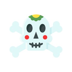 dia de los or muertos related muertos skull with teath vector in flat style,