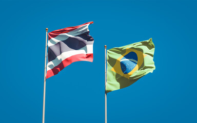 Beautiful national state flags of Thailand and Brasil.