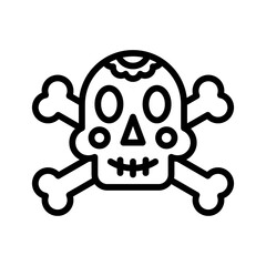 dia de los or muertos related muertos skull with teath vector in lineal style,