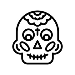dia de los or muertos related muertos skull with teath vector in lineal style,