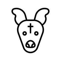 dia de los or muertos related muertos dog face with cross sign vector in lineal style,