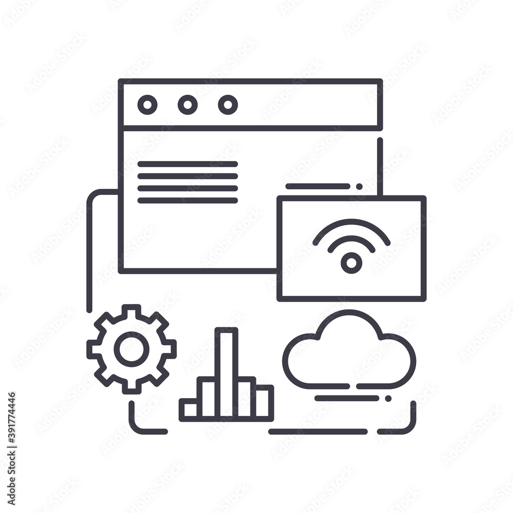 Wall mural application program icon, linear isolated illustration, thin line vector, web design sign, outline c