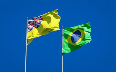 Beautiful national state flags of Niue and Brasil.