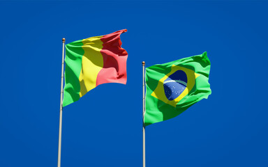Beautiful national state flags of Mali and Brasil.