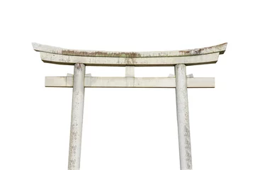 Gordijnen Japanese torii gate isolated on white background © Martina