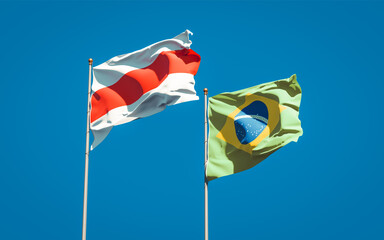 Beautiful national state flags of New Belarus and Brasil.