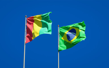 Beautiful national state flags of Guinea and Brasil.