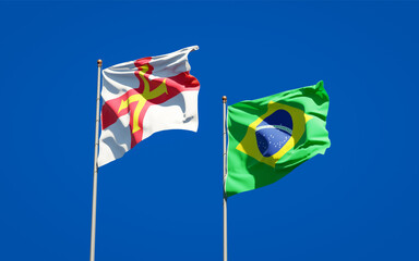 Beautiful national state flags of Guernsey and Brasil.