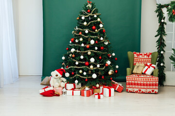 Christmas tree with gifts decor new year interior holiday winter