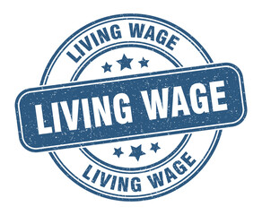living wage stamp. living wage label. round grunge sign