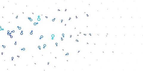 Light Blue, Green vector backdrop with woman's power symbols.