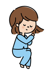 左向きに寝る女の子のイラスト