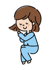右向きに寝る女の子のイラスト