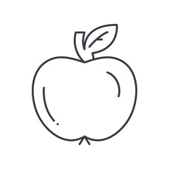 Apple icon, linear isolated illustration, thin line vector, web design sign, outline concept symbol with editable stroke on white background.