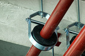 Installation of chilled water pipes and hanging with clevis hanger support