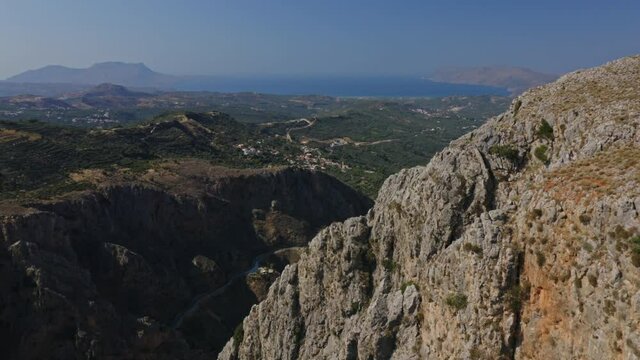 Mountains in Crete, Greese and a Picturesque View of Turquoise Ocean Waters