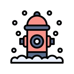 snow town in winter related fire hydrant and ice vectors with editable stroke,